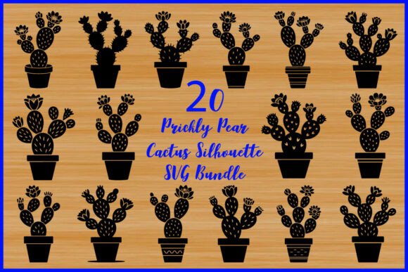 20 Prickly Pear Cactus Silhouette