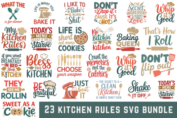 23 Kitchen Rules Svg Bundle Graphics for Crafts