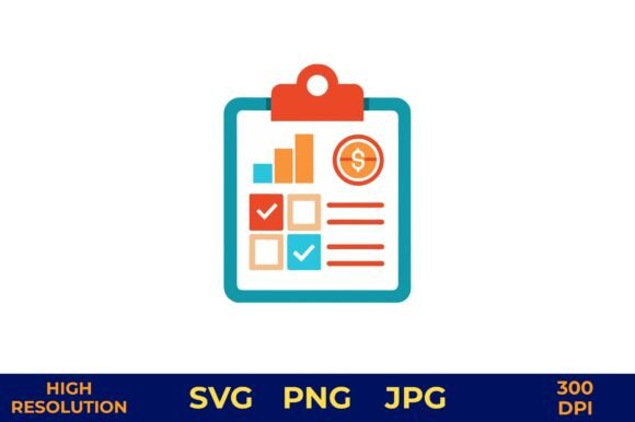Clipboard with Checklist and Graph Graphics