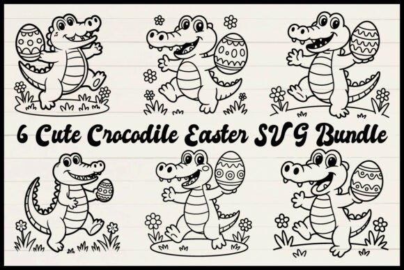 Cute Crocodile Easter Graphics for Playful Design