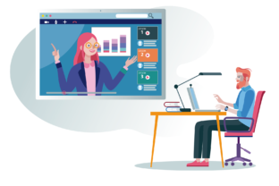 E-learning and Business Man Graphics