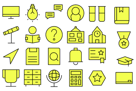 Education School Icons Graphics