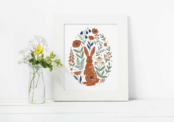 Floral Easter Bunny Clipart SVG PNG EPS
