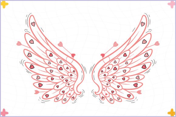 Valentine Hearts Angel Wings Clipart PNG: Graphics & Illustrations