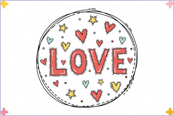 Valentines Doodle Love Badge Clipart PNG: Graphics & Illustrations