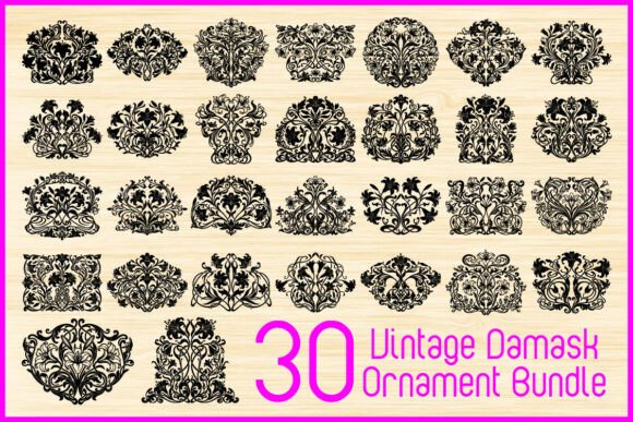 Vintage Damask Ornament Bundle SVG for Graphics and Crafts