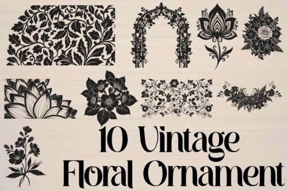 Vintage Floral Ornament Graphics for Crafts