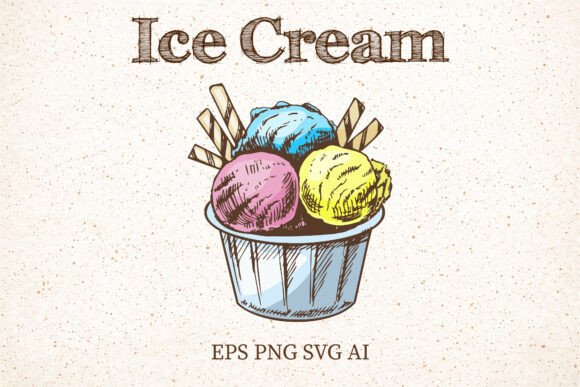 Vintage Ice Cream Cup Graphics for Branding